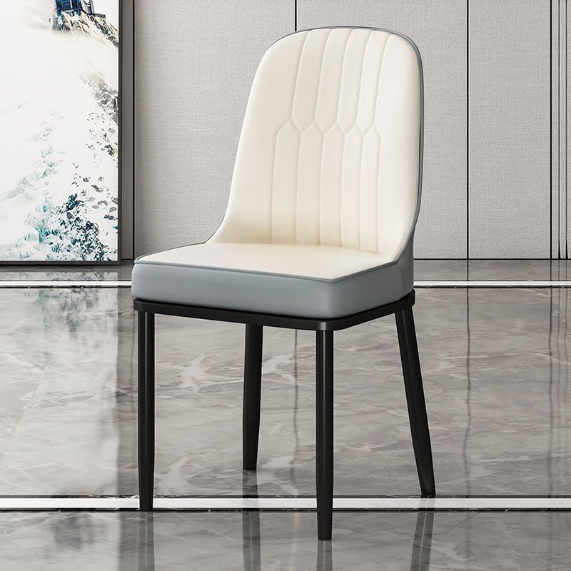 Metal Scandinavian Style Dining Chair Cushioned Parsons Armless Chair for Dining Room