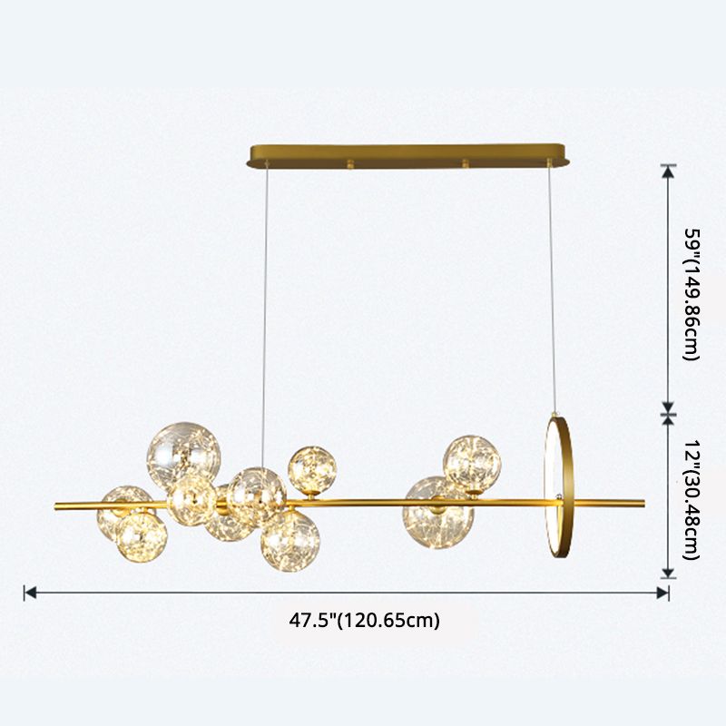 Balle de verre transparent étoile Iste de l'île légère du cercle de style nordique lampe à LED pour salle à manger de cuisine
