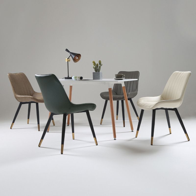 Chaise de salle à manger rembourrée nordique, chaise Parsons de 33 pouces de hauteur avec base en métal pour restaurant