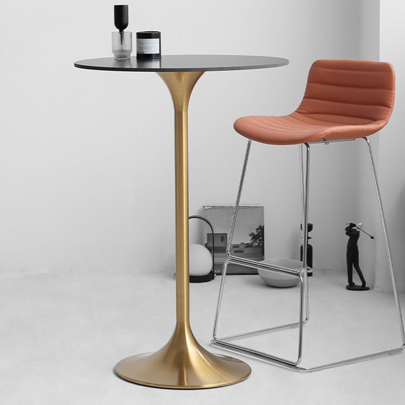 Contemporary Round Bar Height Table Metal Pedestal Bar Table for Cafe and Breakroom