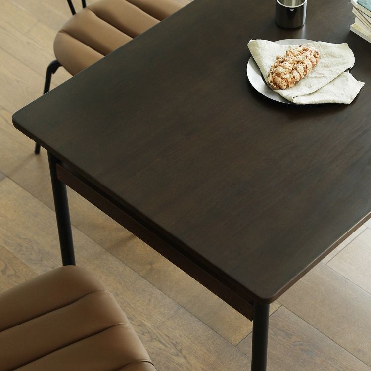 Modern Style Solid Wood Dining Set with Brown Table and 4 Metal Legs Base for Home Use