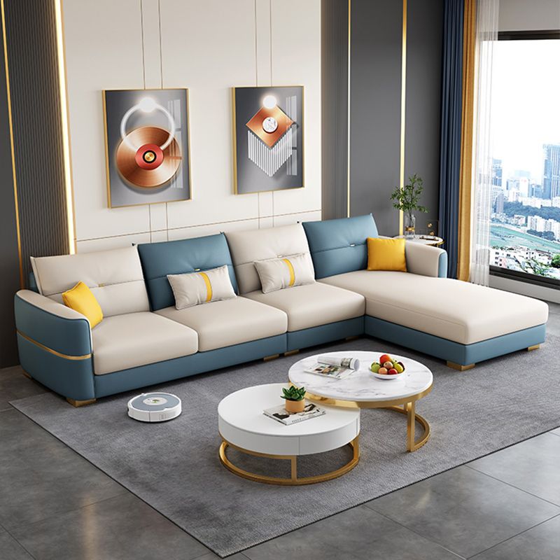 Sqaure Arm Tufted Back Sectional Luxurious 4-seat Sectional Sofa
