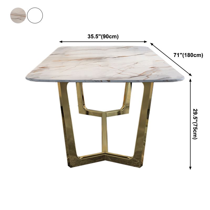 Tono blanco de piedra sinterizada mesa de comedor glam Mesa base para el comedor para comedor