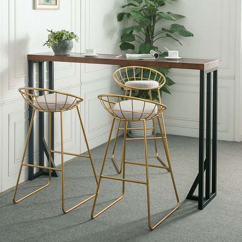 Contemporary Bar Stool White Cushion Barstool with Metal Legs