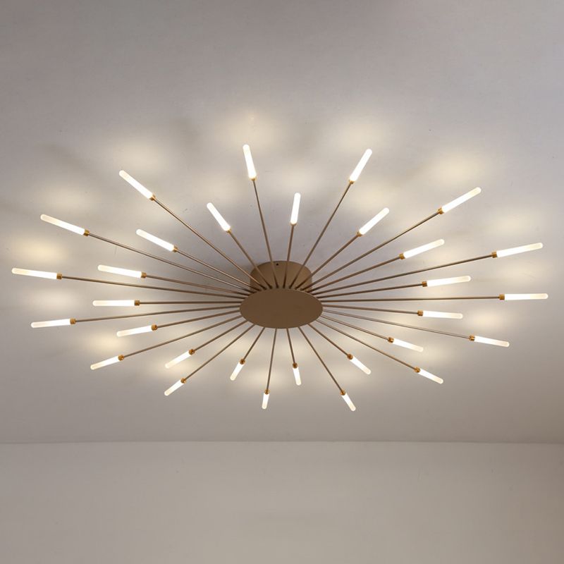 Moderne Simlizität LED Deckenleichter Radial Metall Semi Flush Mount für Wohnzimmer