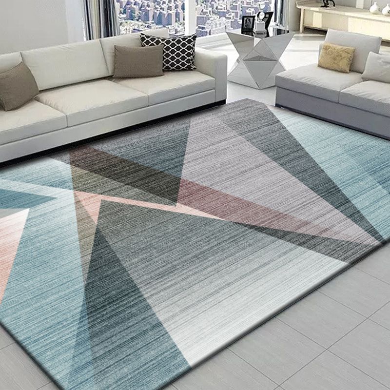 White Waves Rug Polyester Simple Rug Non-Slip Backing Rug for Drawing Room