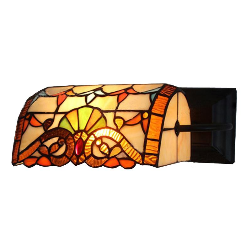 Office Banker Wall Light Stained Glass Victorian Design Tiffany Style Wall Lamp in Beige