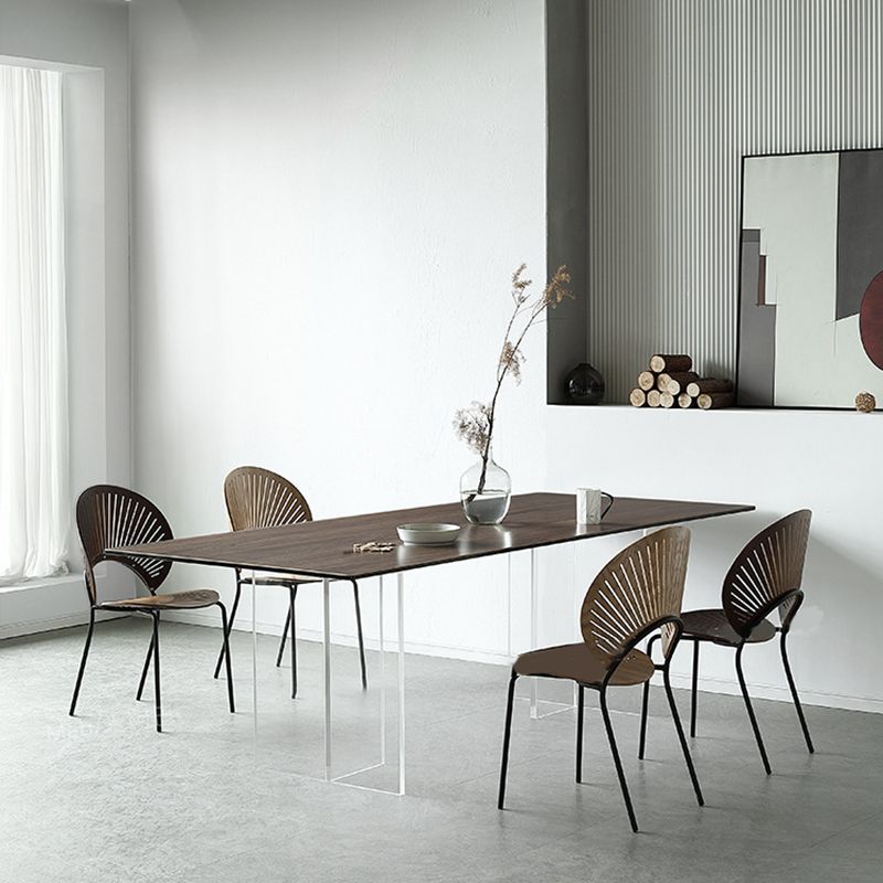 Modern Rectangle Dining Table Wooden Table with Plastic Legs for Home