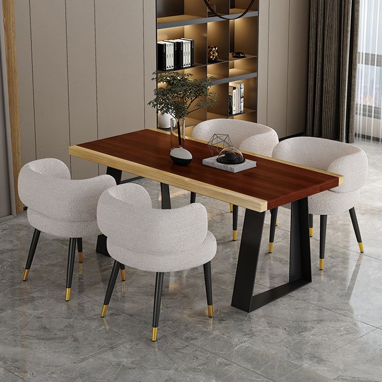 Modern Style Dining Table Solid Wood Rectangle Table with Black Base