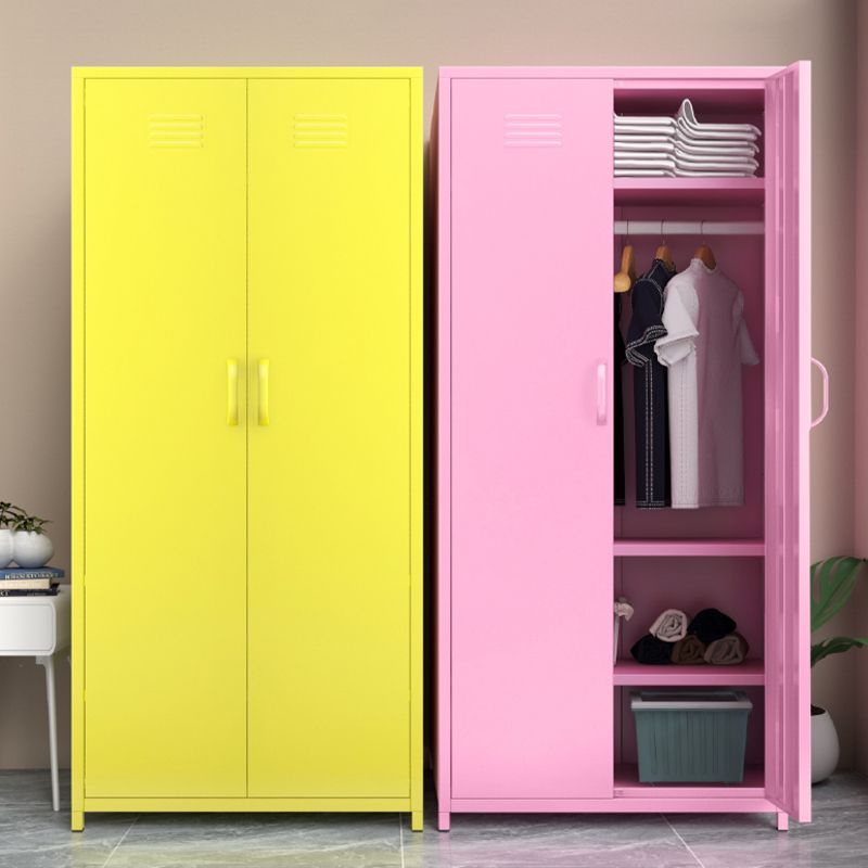 Contemporary Style Wardrobe Cabinet Steel Wardrobe Cabinet with Clothing Rod