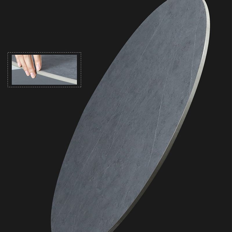 Black-white Round Stone Dining Table Modern Turntable Furniture with Pedestal Base