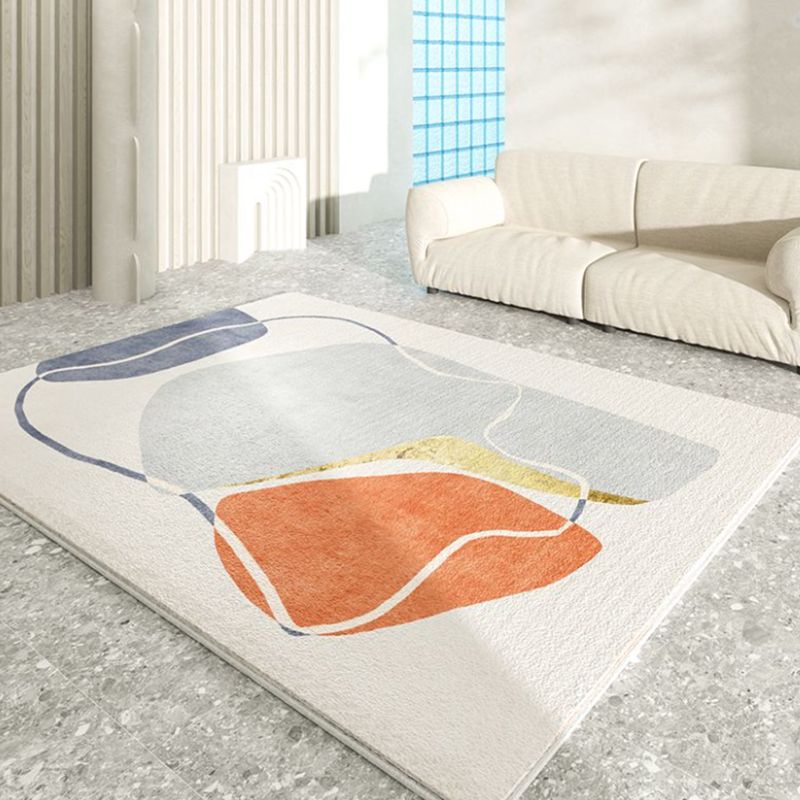 Beige Modern Rug Polyester Color Block Rug Non-Slip Backing Rug for Living Room