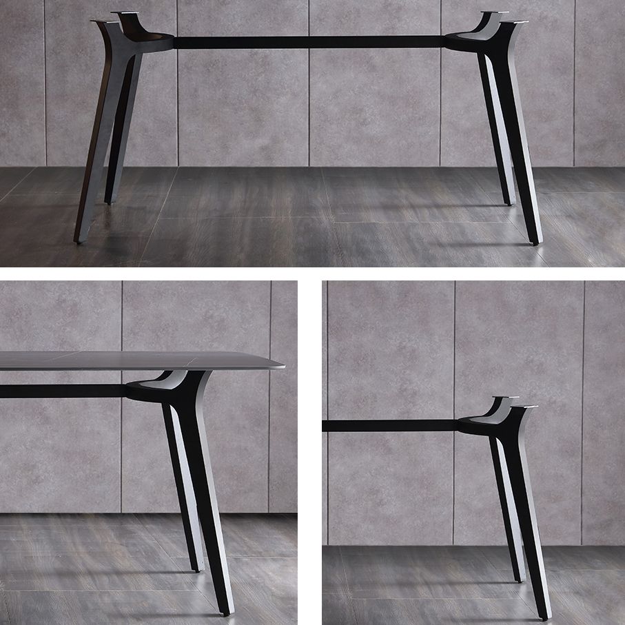 Table à manger en pierre de style industriel Table rectangle de base métallique pour la maison