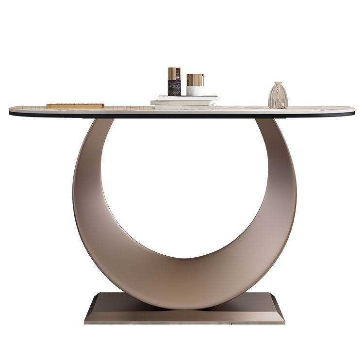 Half Moon Contemporary Console Table Stone White/Black/Pink Console Sofa Table