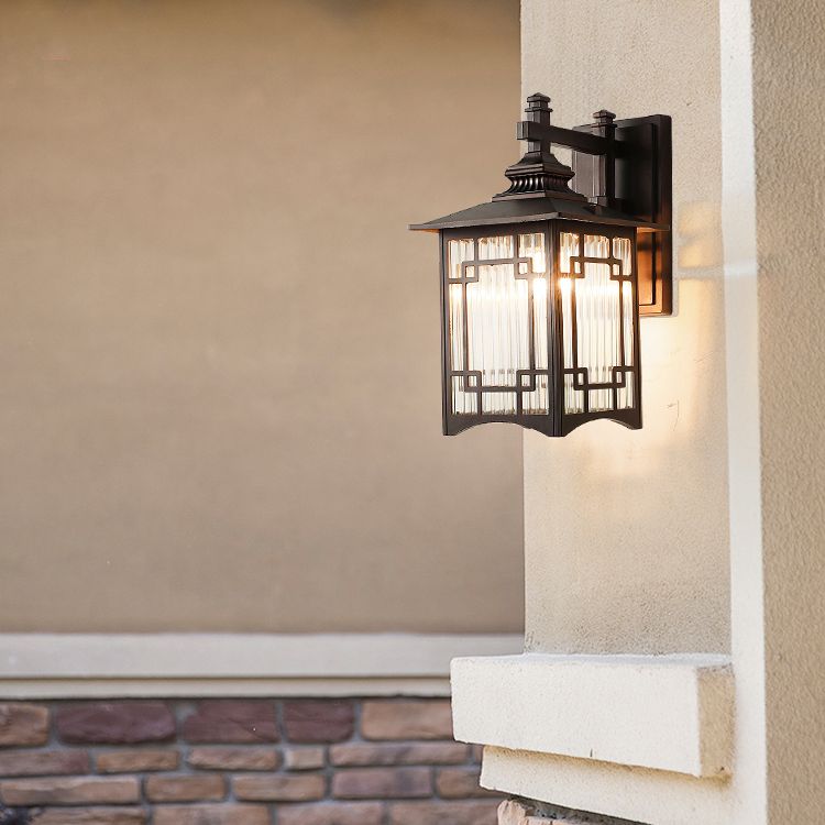 1-Light Rectangular  Wall Sconce Modern Simple Style Glass Wall Lighting in Gold