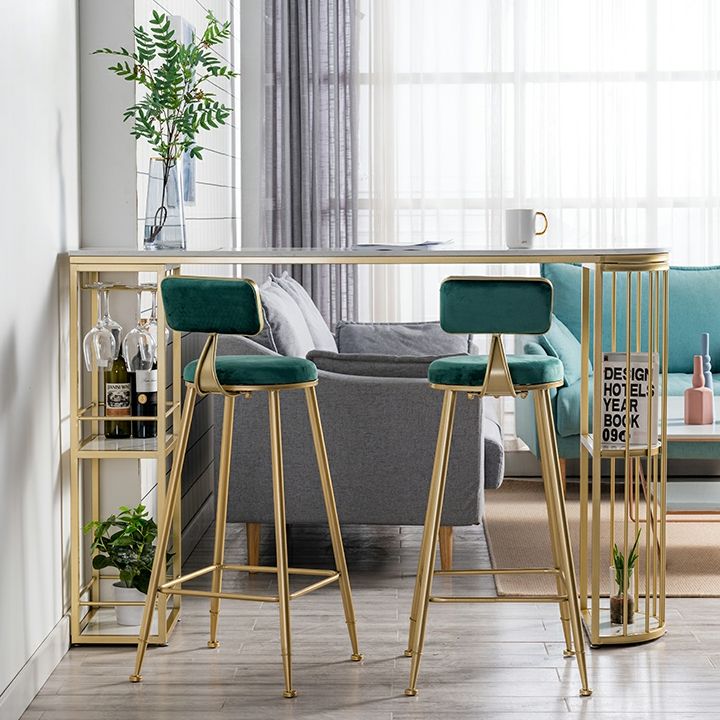 Modern 1/3 Pieces Bar Table Set Stone Counter Table with High Stools for Living Room