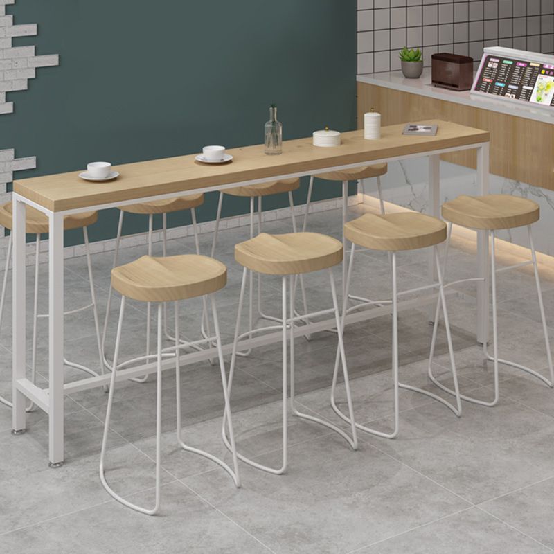 Modern Rectangular Pub Table Set 1/5/9 Pieces Wooden Counter Table with High Stools