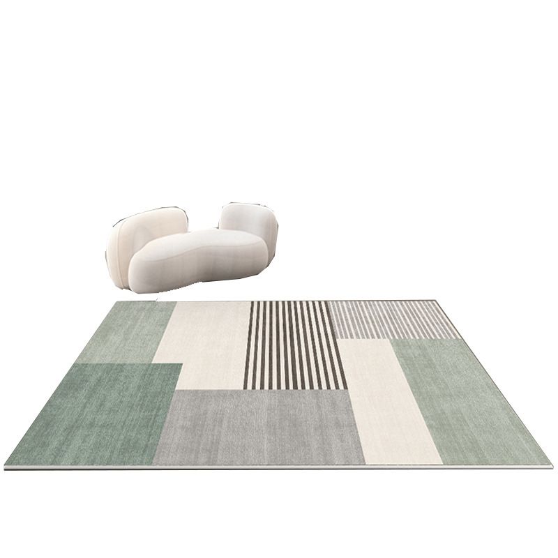 Green Modern Carpet Polyester Color Piece Carpet Stain Resistant Carpet for Drawing Room