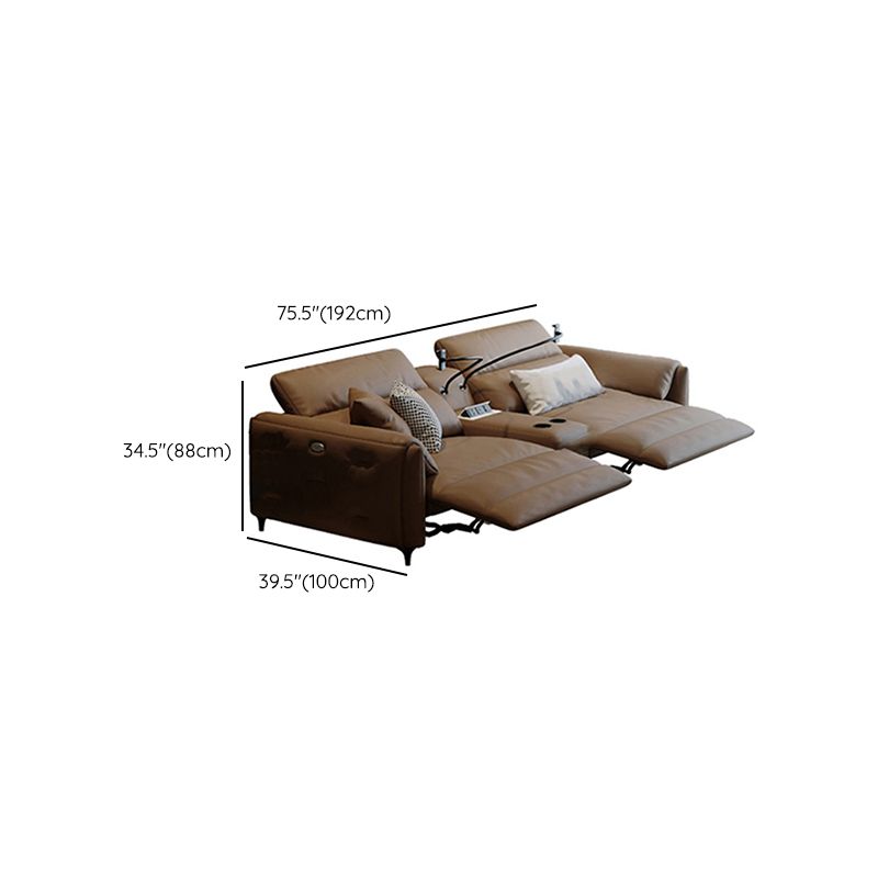 Genuine Leather Pillow Top Arm Power - Push Modern Sofa for Living Room