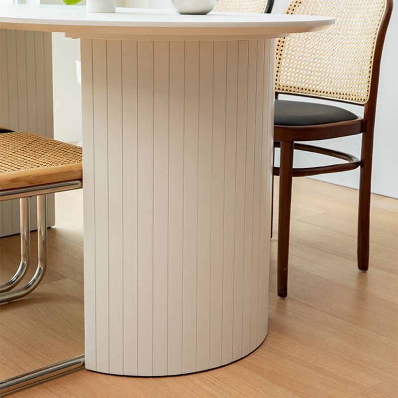Modern Solid Wood Table for Restaurant Oval Kitchen Table with Double Pedestal