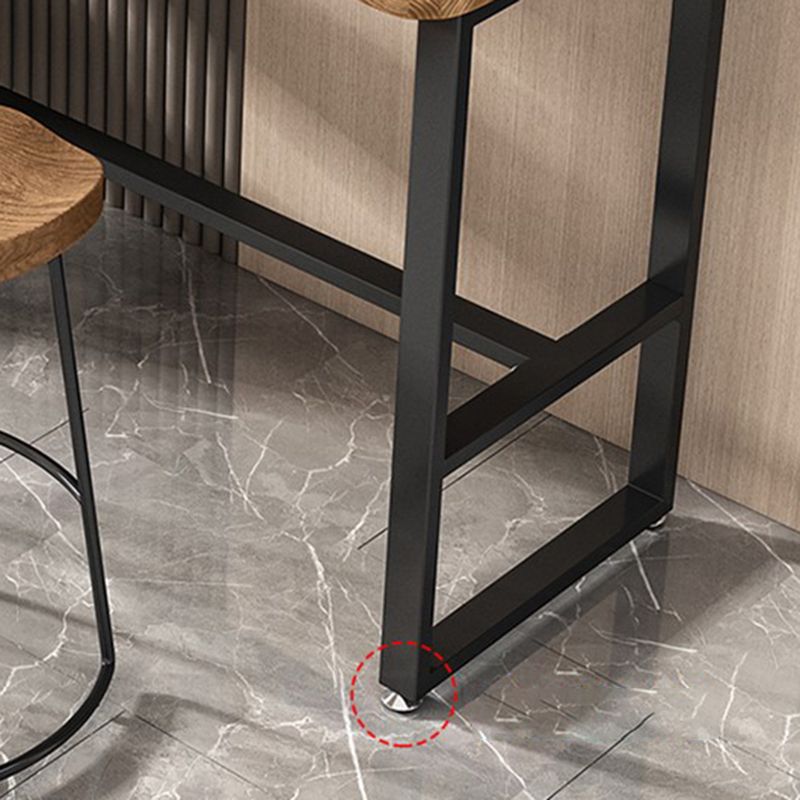 Industrial Style Bistro Bar Table Rectangle Solid Wood Bar Table with Storage