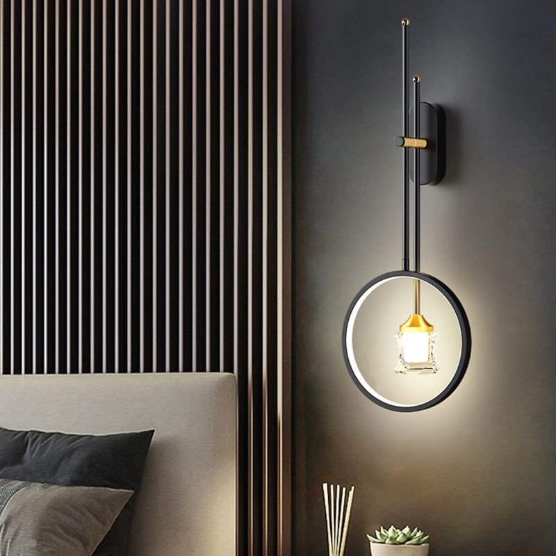 Black Wall Sconce Contemporary Style Wall Light Sconces Metal for Bedroom