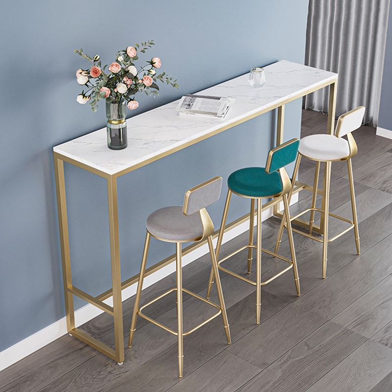 Stone Bar Dining Table Glam Style Rectangle Bar Table with Trestle for Dessert Shop