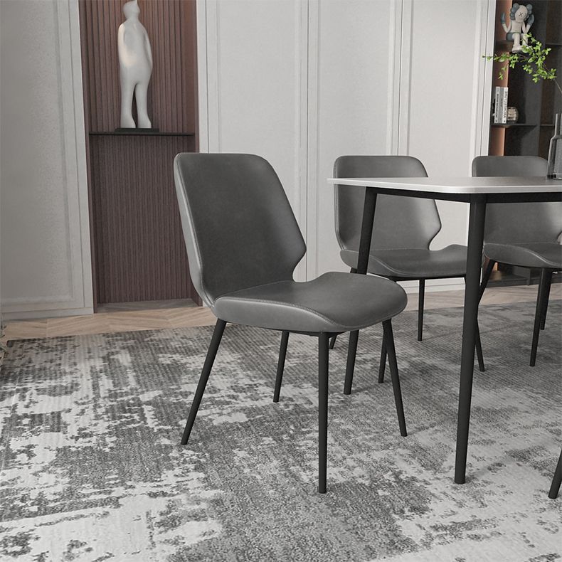 Modern Grey Dinette Set 1/4/7 Pieces Rectangle Dining Table Set with Stone Top