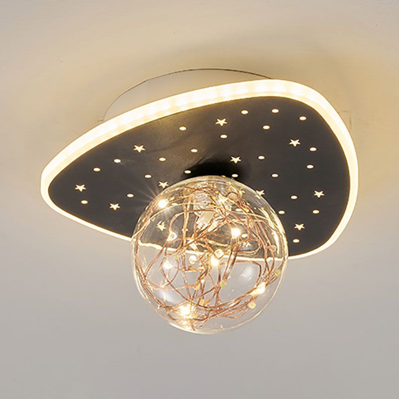 Nordic Geometric Ceiling Light Globe Glass Gypsophila Flush Mount Light for Bedroom