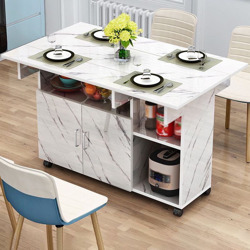 Manufactured Wood Contemporary Table Rectangular Wood Top Table with Drop Leaf