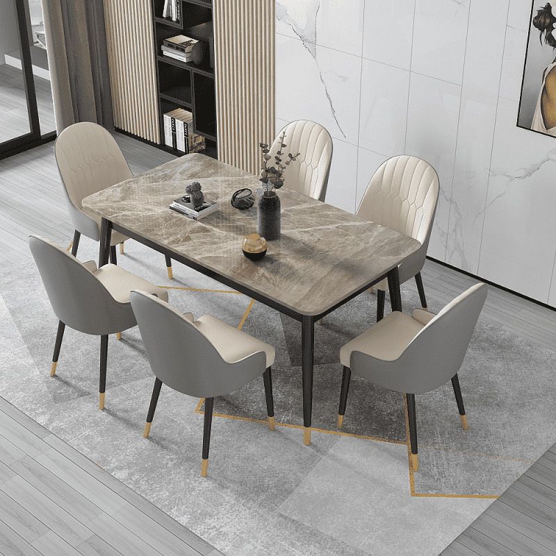 Rectangle 4 Legs Dining Table Modern Stone Table for Kitchen