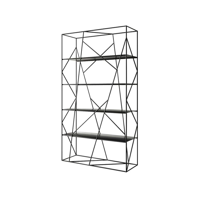 Industrial Etagere Bookcase Metal 4 Shelves Open Back Bookshelf