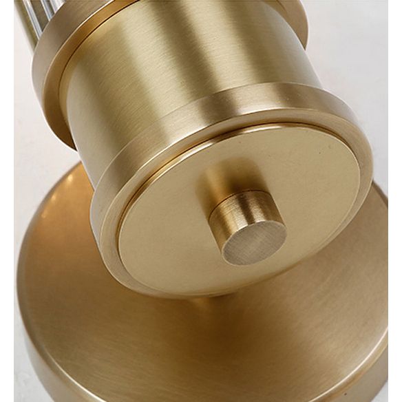 Gold Cylindrical Wall Sconce in Modern Luxury Style Copper Indoor Wall Light with Crystal Shade