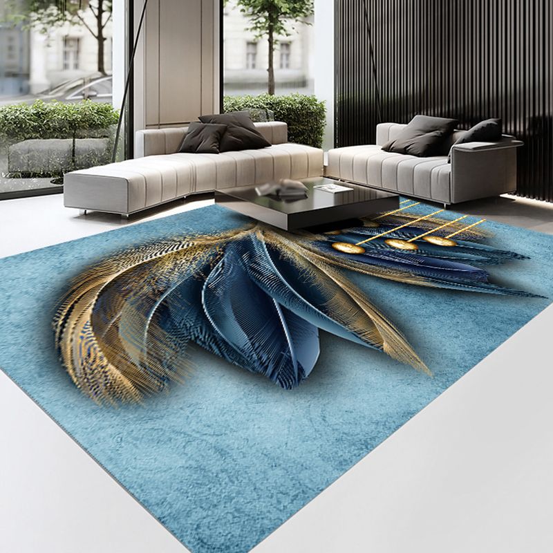 Gold Feather Carpet Polyester Gorgeous Carpet Non-Slip Backing Carpet for Home Decor