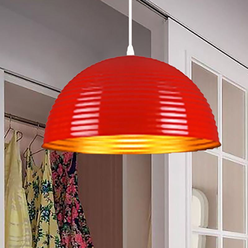 Luz colgante de tono de cúpula con luz de metal contemporáneo de metal rojo/amarillo/luz colgante, 12 "/16" /19.5 "de ancho