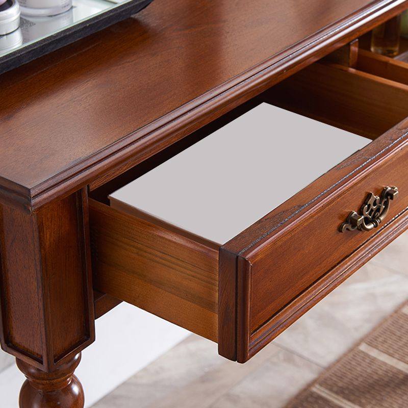 Wood Traditional Vanity Dressing Table 2-Drawer Makeup Vanity Desk