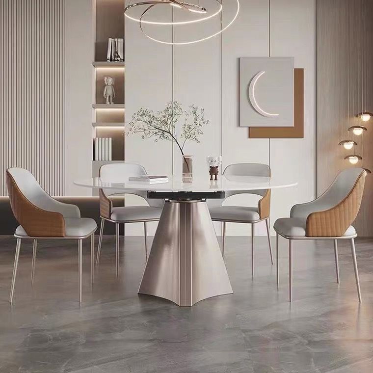 Dining Room Arm Chair Metal Legs Dining Side Chair with Upholstered