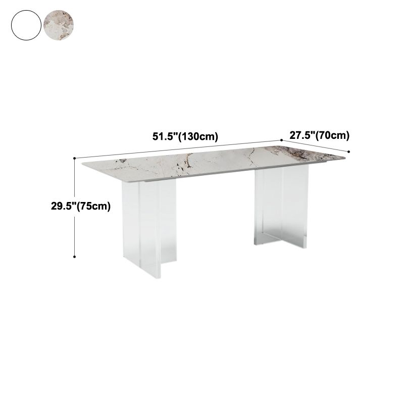 Modern Sintered Stone Dining Table Double Pedestal Table with Acrylic Base for Home