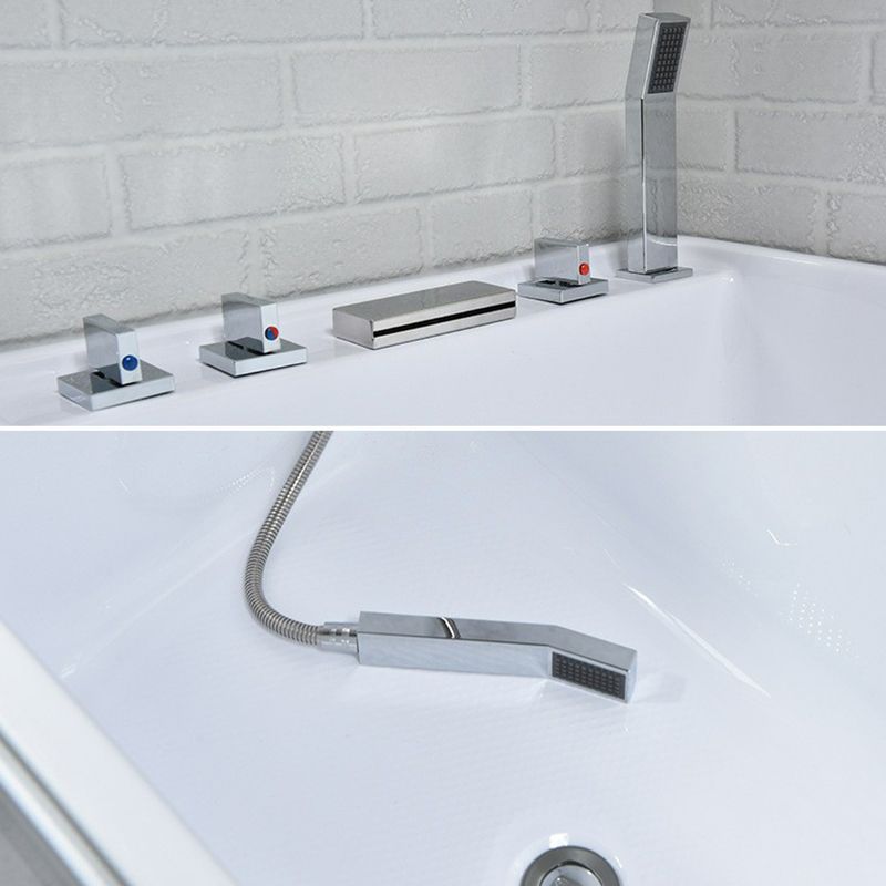 Modern Stand Alone White Bath Acrylic Rectangular Soaking Bathtub