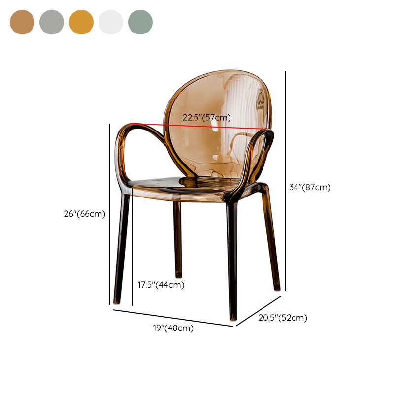 Nordic Style Acrylic Arm Dining Chair for Restaurant, 17-inch Height