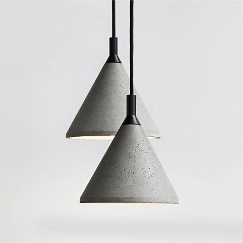 Cone gris ciment hanging léger style vintage Creative 1-Light Pendentif pour le restaurant du café