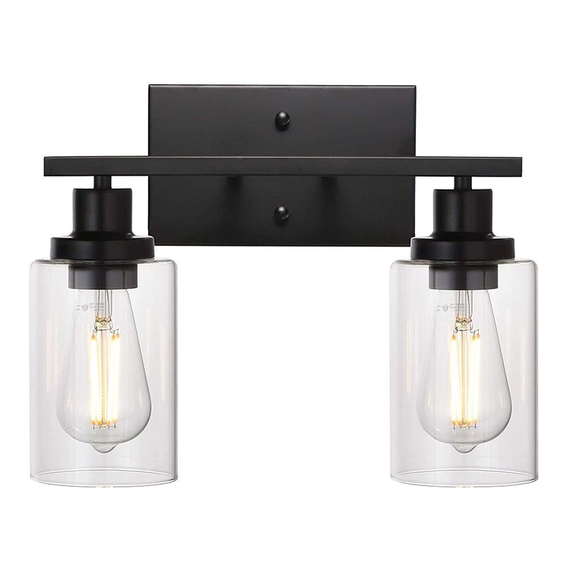 Industrial Style Wall Mounted Lamp 2 Heads Vanity Lamp in Pure Glass Shade for Bathroom