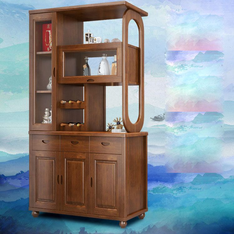 Rectangle Solid Wood 76.77" Tall Accent Cabinet with Drawers and Doors
