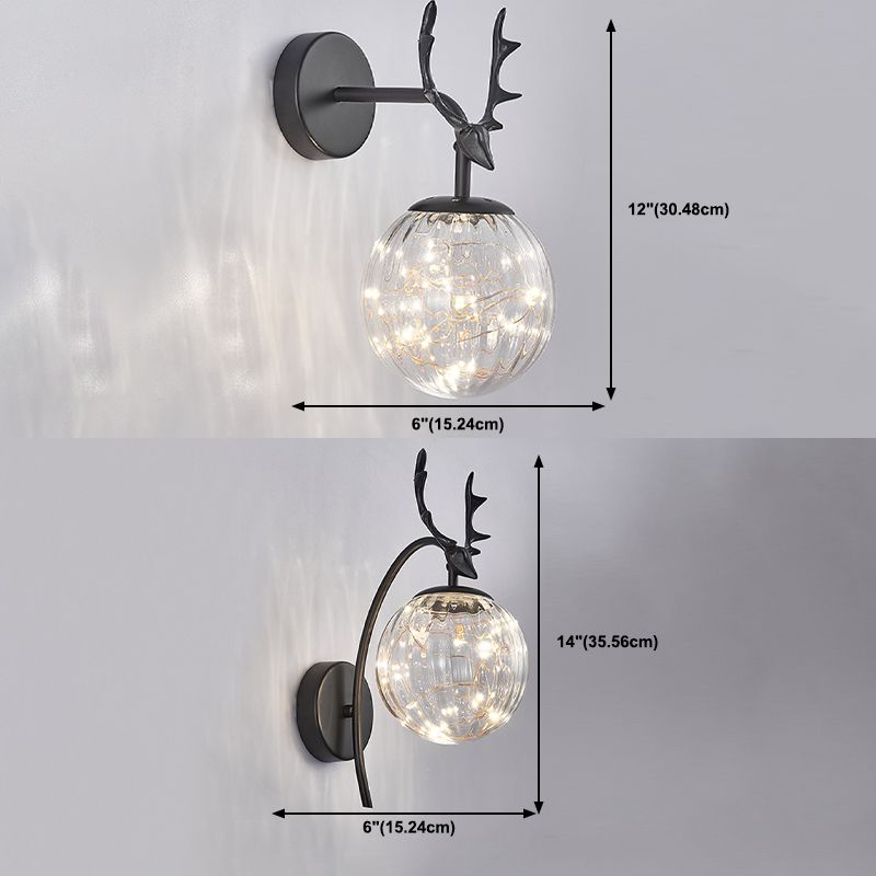 Modern Style Spherical Shape Wall Sconce Glass 1 Light Wall Lighting for Bedroom