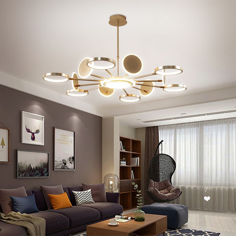 Accesorio de iluminación colgante de círculo acrílico Estilo moderno LED Black Hanging Chandelier