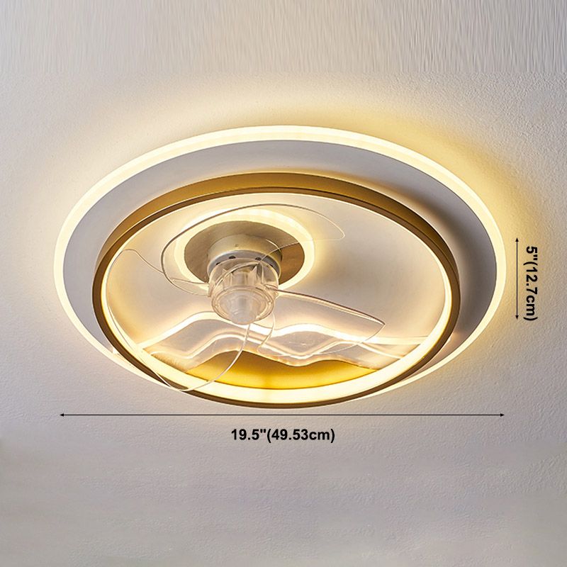 Cartoon Circular Ceiling Fan Light Acrylic Children Bedroom LED Semi Flush Ceiling Light