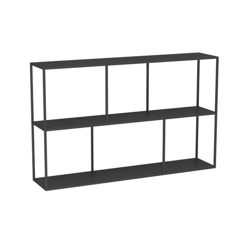 Industrial Style Open Metal Bookcase with Rectangular Shelves
