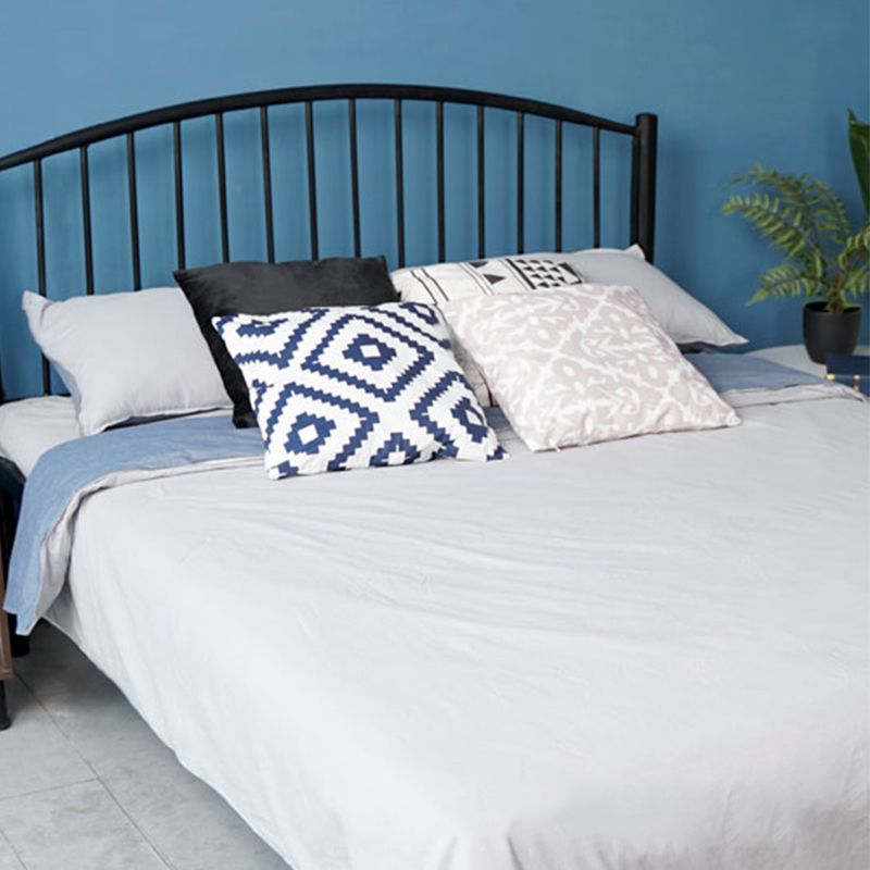 Contemporary Slat Bed Metal Black Open-Frame Bed with Custom Gold Legs