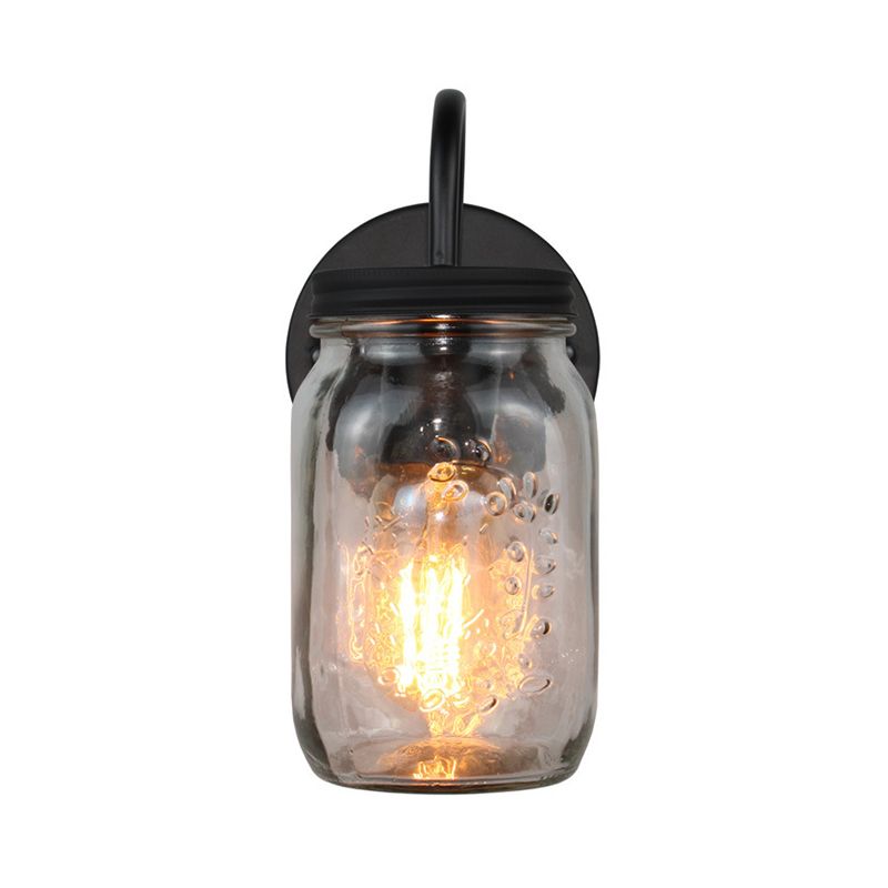 Jar barattolo sfumatura illuminazione da parete vetro industriale trasparente 1 lampada con foglie con fiore con grana di fiori