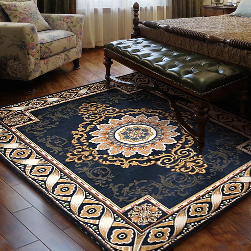 Tapis de luxe de couleur unie en polyester Circle concentrique Tapis en intérieur Tapis de soins faciles pour la chambre